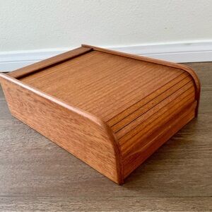 Vintage Klamath design teak wood tambor door cassette  box